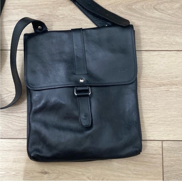 VERA PELLE Black Leather Crossbody Purse Bag - Picture 1 of 8